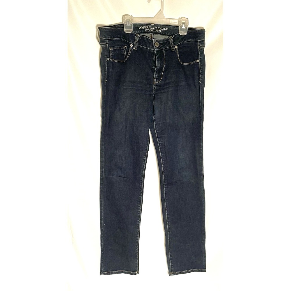 American Eagle Stretch Skinny Jeans Size 12 Regular Denim Dark Wash 34/30 Y2K